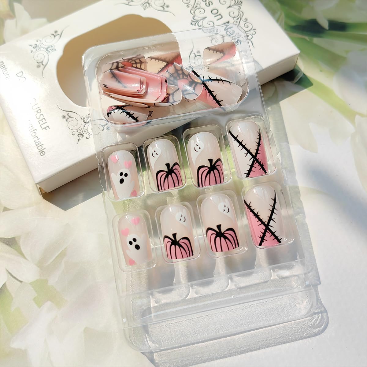 Halloween Ghost Pumpkin Heart Coffin Press On Nails