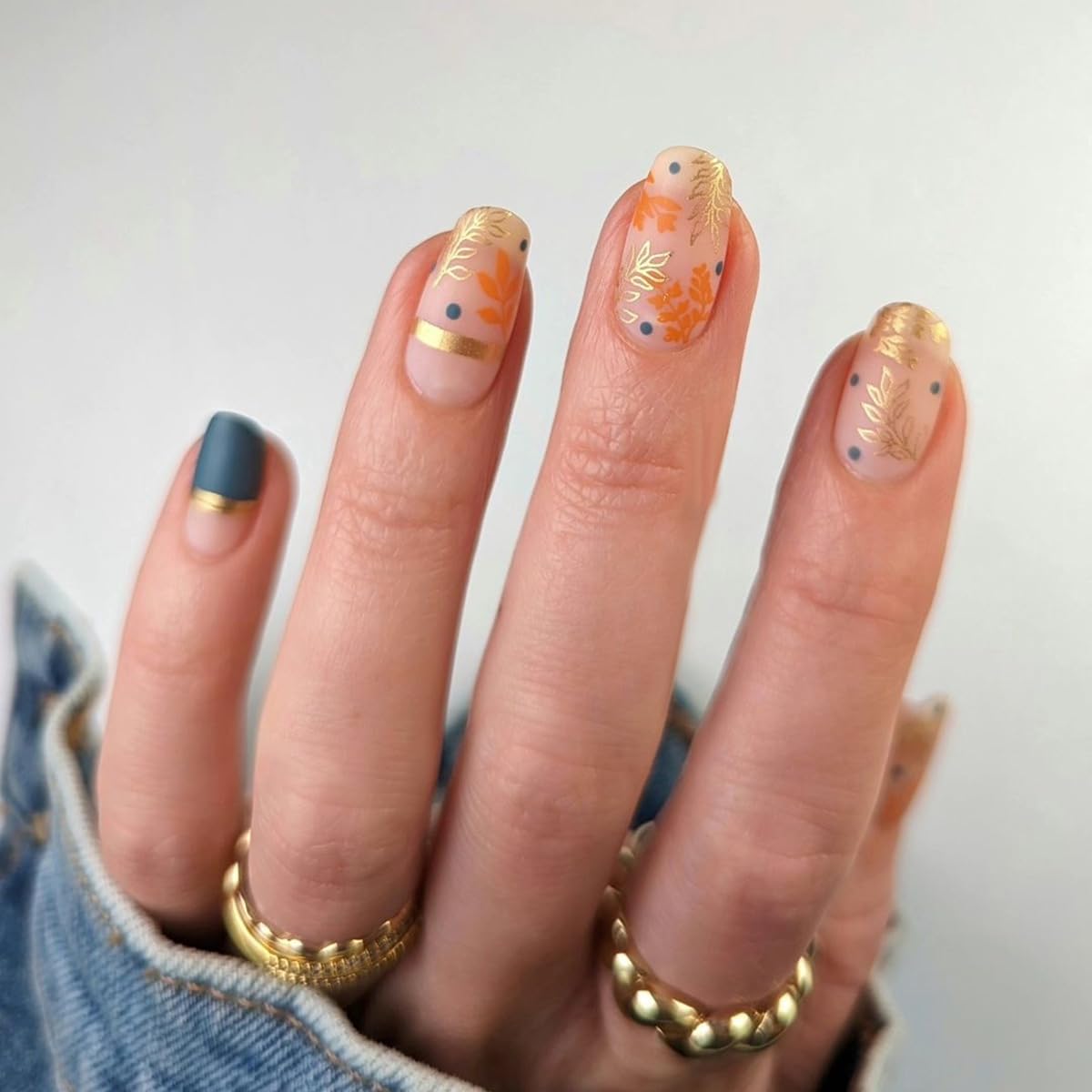 Nude Pink Maple Leaf Fall Press On Nails
