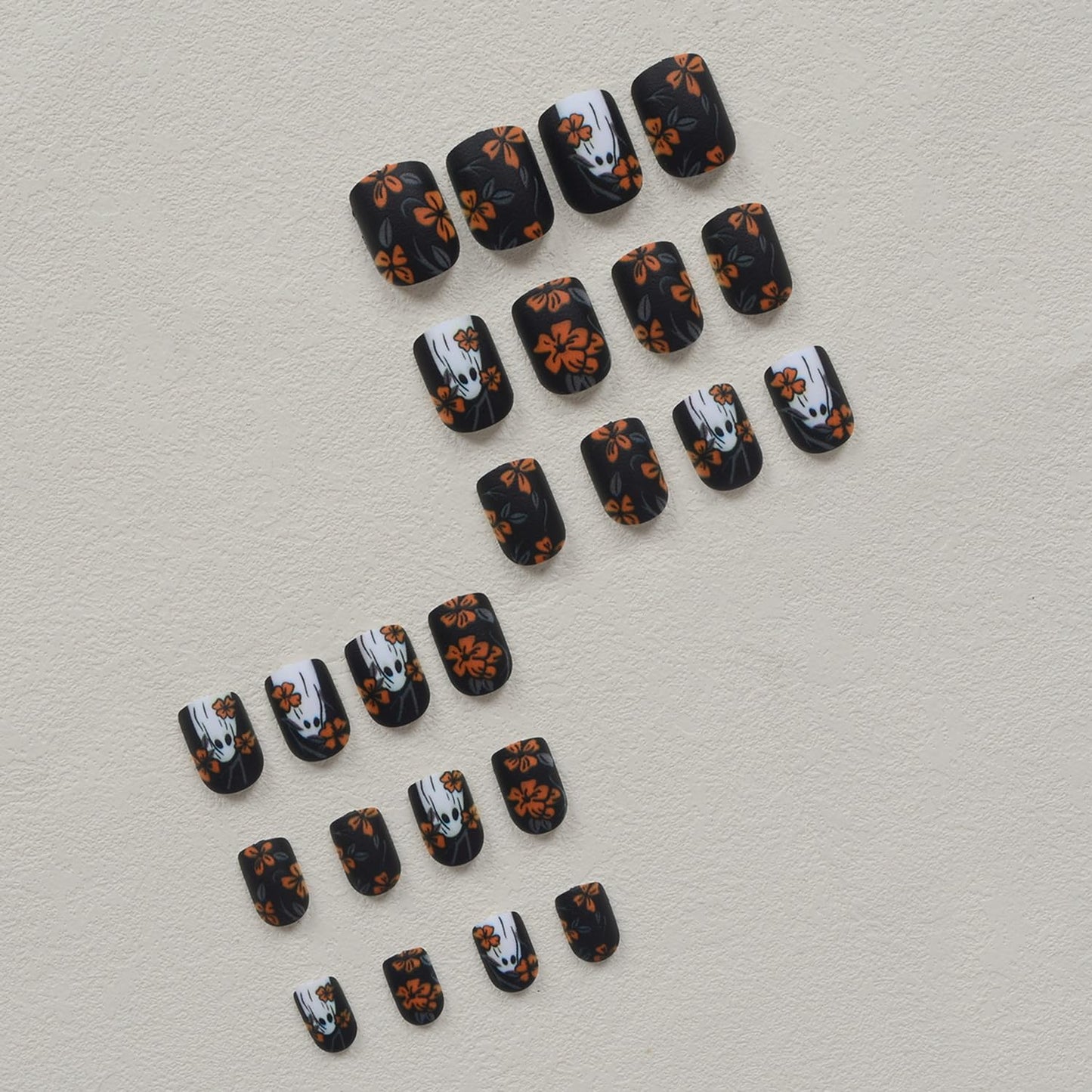 Halloween Ghost Press On Nails Yellow Flower Design