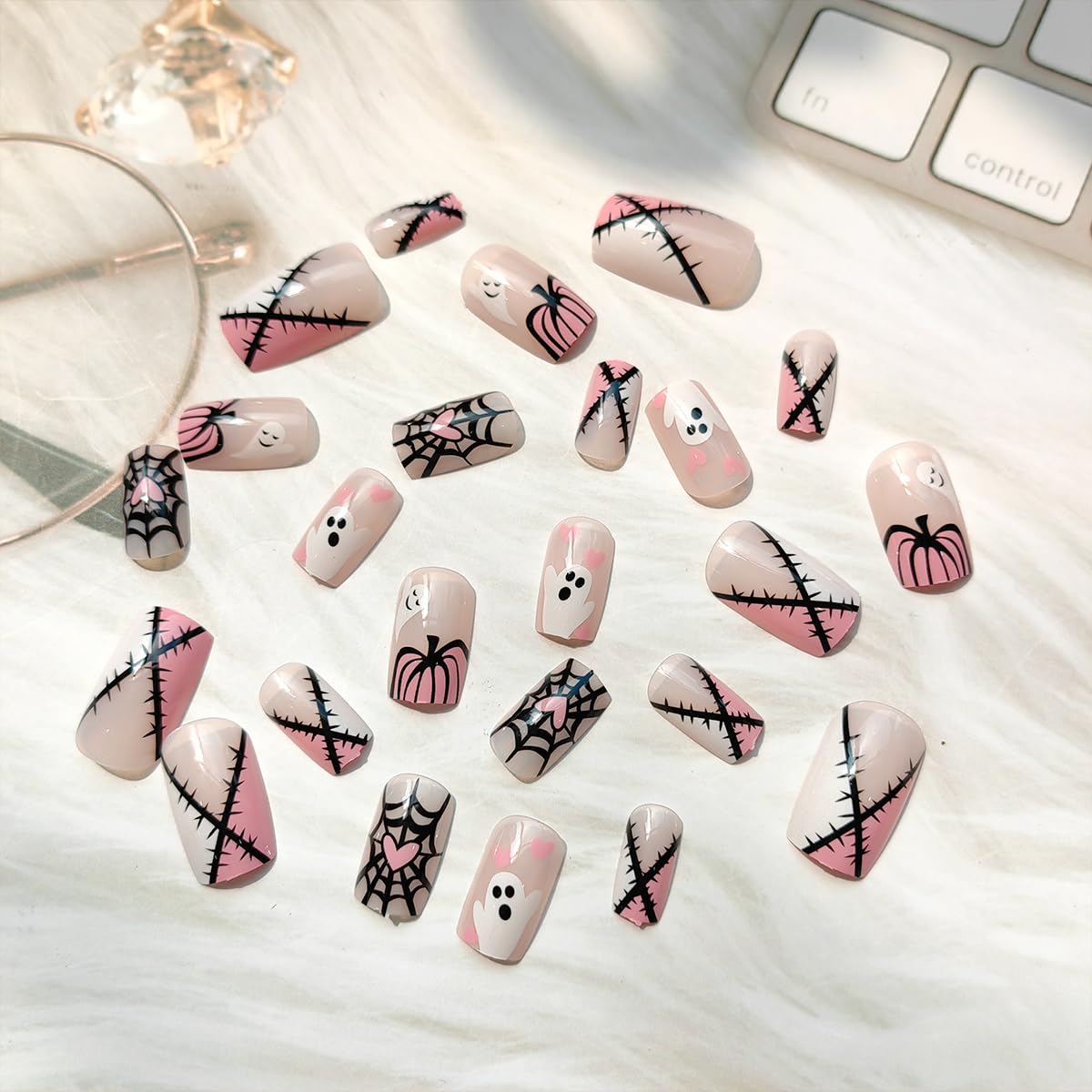 Halloween Ghost Pumpkin Heart Coffin Press On Nails