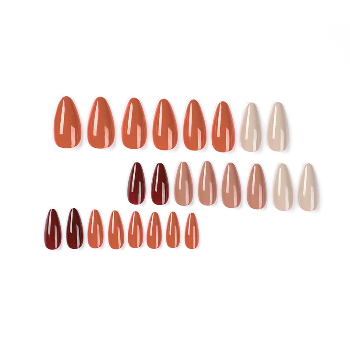 Autumn Almond Red Beige Orange Press On Nails