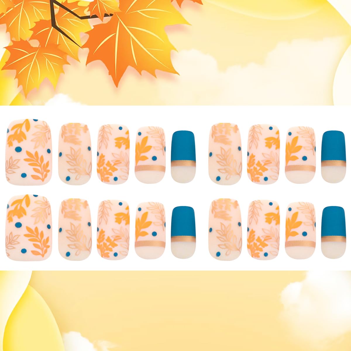 Nude Pink Maple Leaf Fall Press On Nails