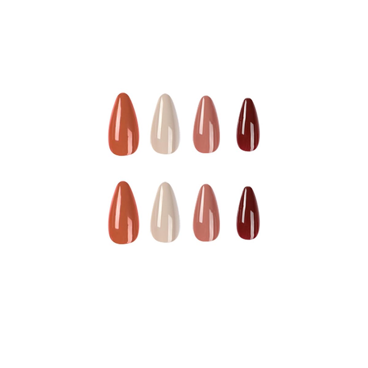 Autumn Almond Red Beige Orange Press On Nails