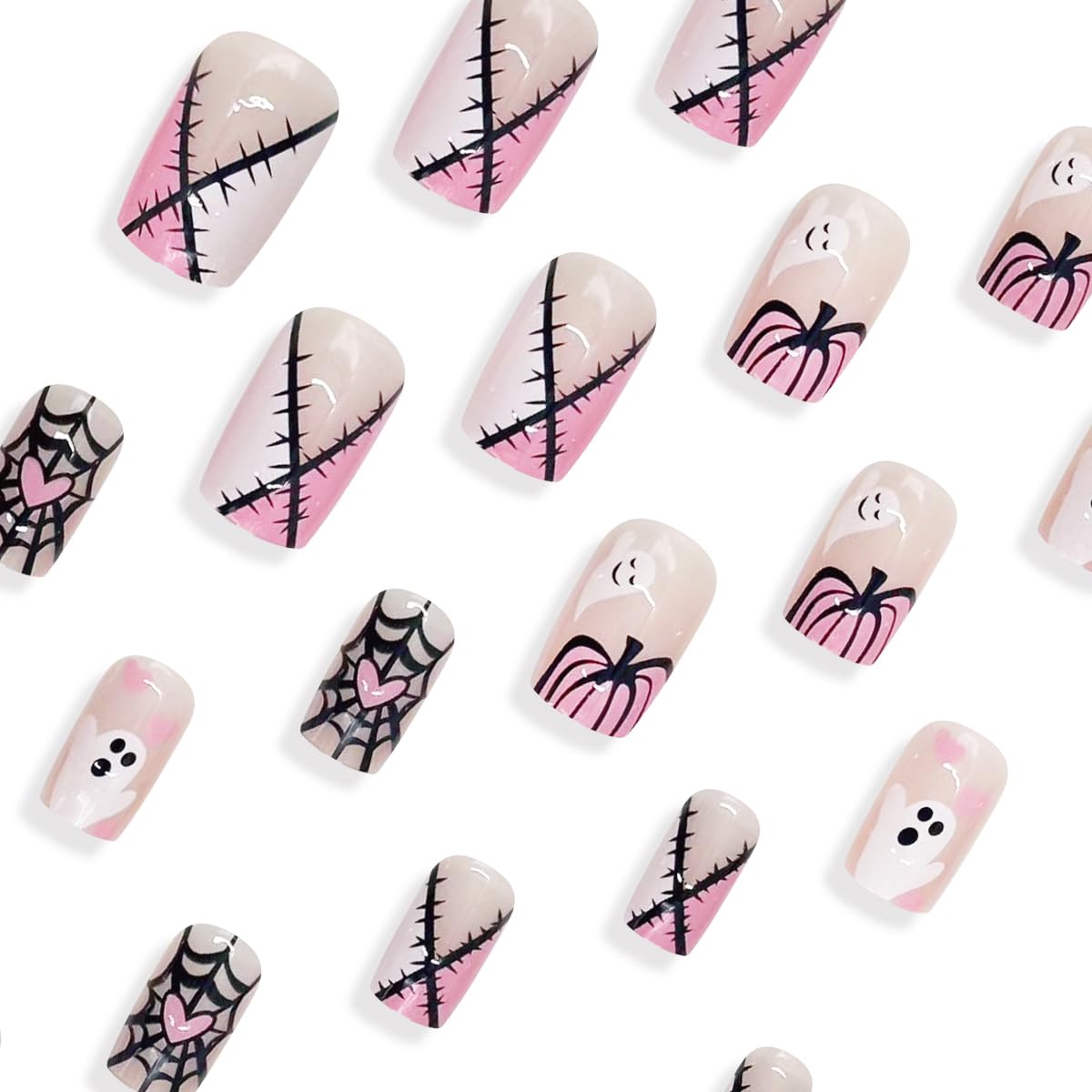 Halloween Ghost Pumpkin Heart Coffin Press On Nails