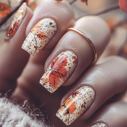 Autumn Maple Leaf Press On Nails Thanksgiving Set