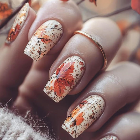 Autumn Maple Leaf Press On Nails Thanksgiving Set