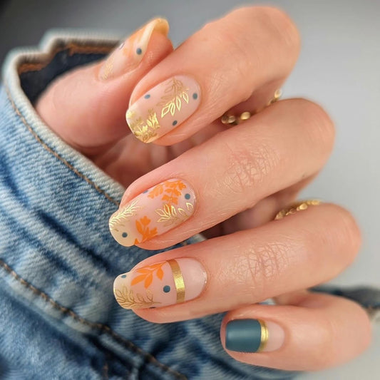 Nude Pink Maple Leaf Fall Press On Nails
