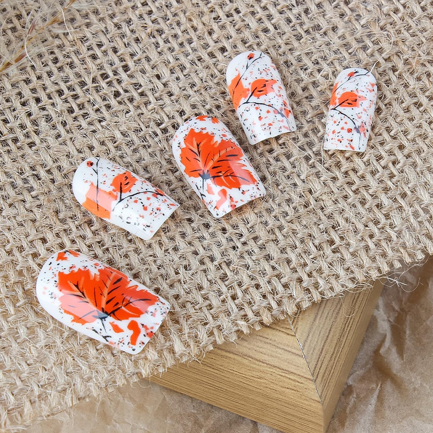 Autumn Maple Leaf Press On Nails Thanksgiving Set