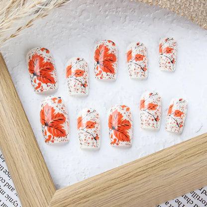 Autumn Maple Leaf Press On Nails Thanksgiving Set