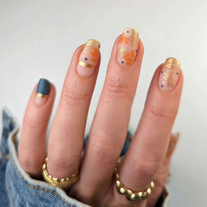 Nude Pink Maple Leaf Fall Press On Nails