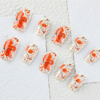 Autumn Maple Leaf Press On Nails Thanksgiving Set