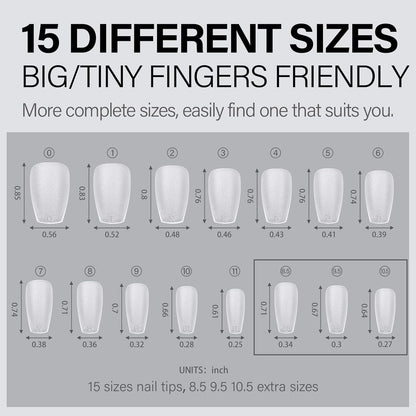 Short Coffin Gel Nail Tips Full Cover Set