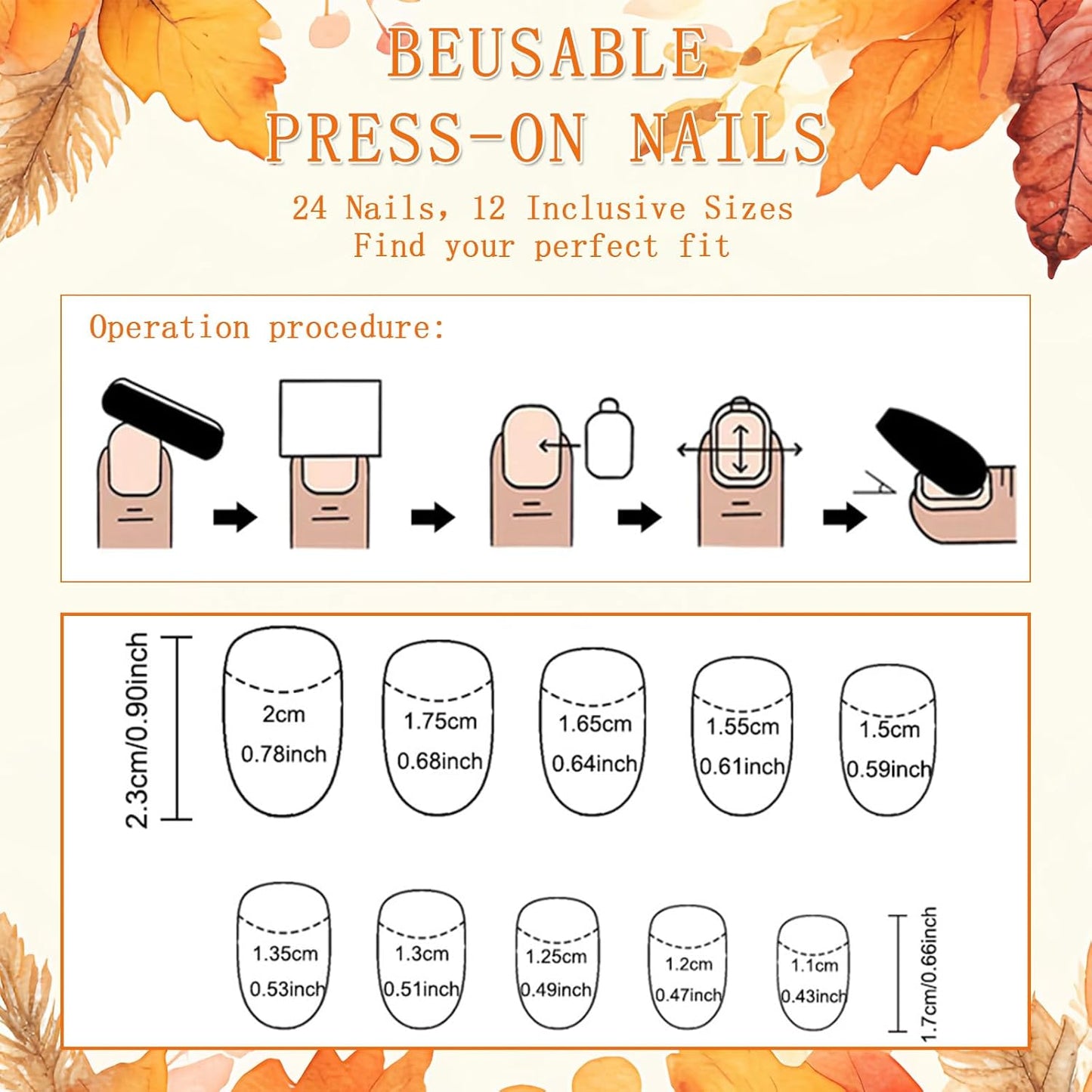 Autumn Pumpkin Plaid Short Square Press On Nails